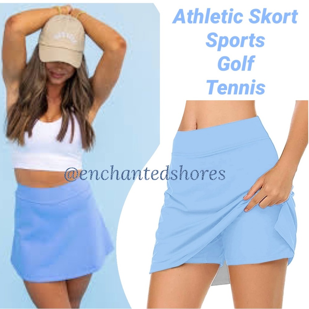 Athletic Skort Skirt Shorts Golf Tennis Pickleball Light Pastel Blue Size XXL